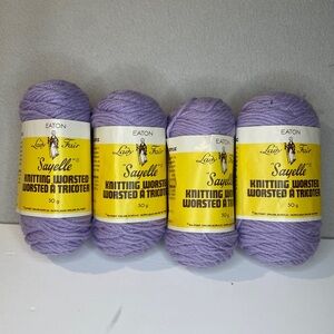 Lot of 4. - Vintage Easton Lady Sayelle Purple Worsted Yarn Collection